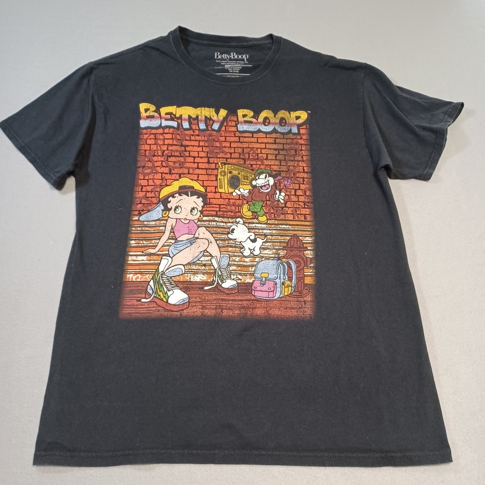 Betty Boop Graphic T-Shirt Men Medium Black Streetwear Hip Hop 2021 H3 Sportgear